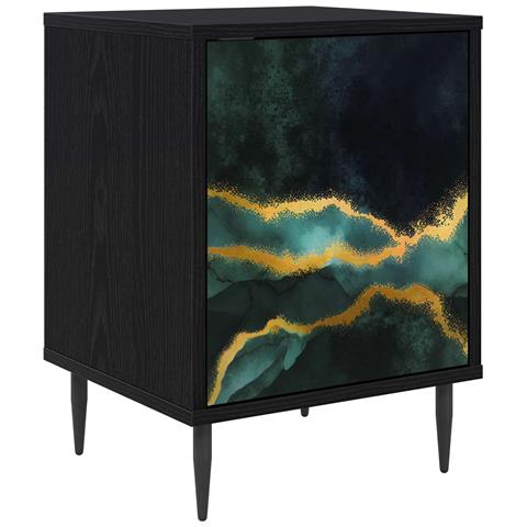 Armadio da Notte WIJHE Rovere Nero 36 x 33 x 51 cm - Foto 1