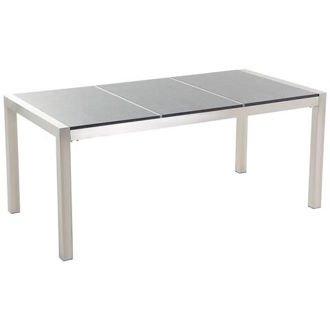 Set Di Tavolo E 6 Sedie Da Giardino In Acciaio, Granito E Fibra Tessile Beige - Grigio Lucido - 180cm - Grosseto - Foto 30