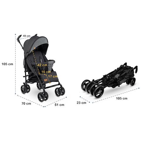 Irma Passeggino Leggero Pieghevole Con Posizione Sdraiata Con Freno Ruote Posteriori Zanzariera Coprigambe Parapioggia Manici Ruotabili A 360 Fino 15 Kg - Foto 7