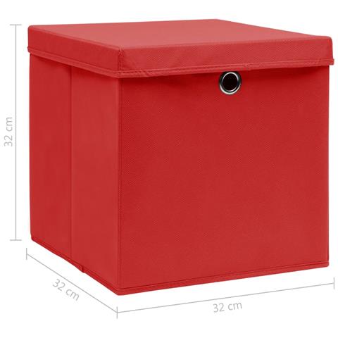 Scatole Portaoggetti con Coperchi 4pz Rosse 32x32x32 cm Tessuto - Foto 2