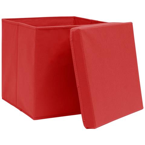 Scatole Portaoggetti con Coperchi 4pz Rosse 32x32x32 cm Tessuto - Foto 6