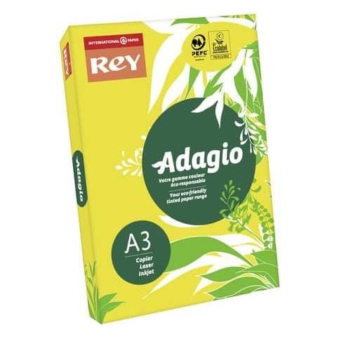 Carta Colorata A3 Rey Adagio Giallo Intenso 66 Risma 250 Fogli - Adagi160x502 - Foto 1