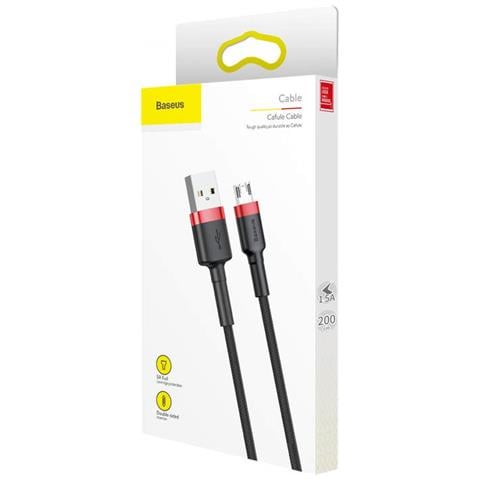 Micro Usb Cafule Cavo 1.5a 2m Rosso + Nero (camklf-c91)  - Foto 1