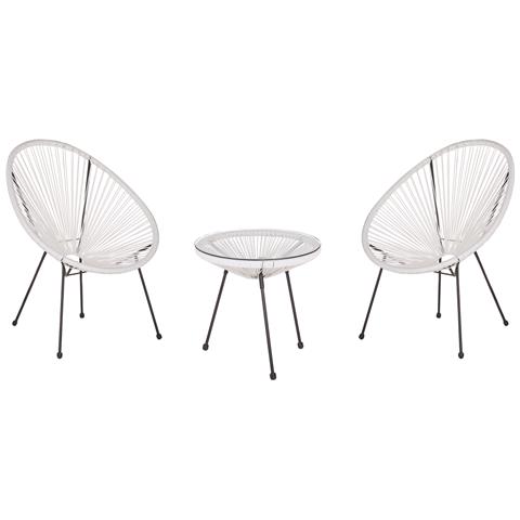 Set Tavolo E Sedie Da Balcone Spaghetti Bianco Acapulco Ii - Foto 1