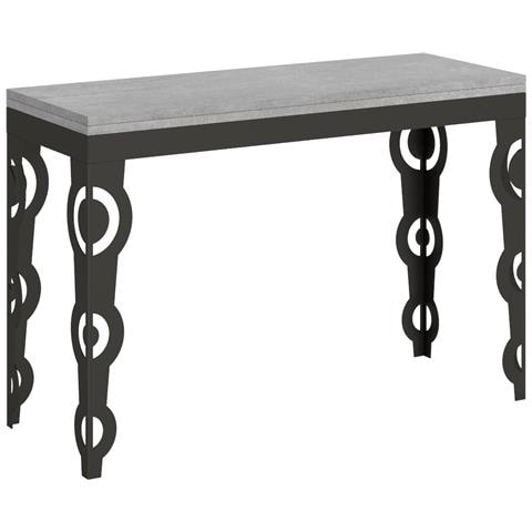 Tavolo Apribile 120/200x45/90 Cm Karamay Double Telaio Antracite - Cemento - Foto 5