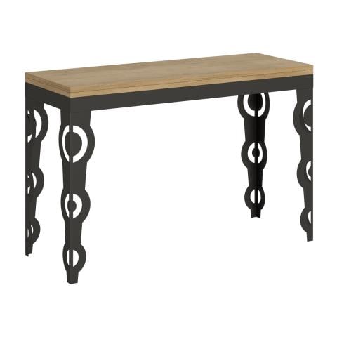 Tavolo Apribile 120/200x45/90 Cm Karamay Double Telaio Antracite - Cemento - Foto 1