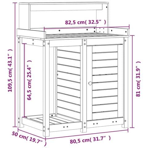 Tavolo Invaso con Ripiani 82,5x50x109,5cm Legno Impregnato Pino - Foto 2