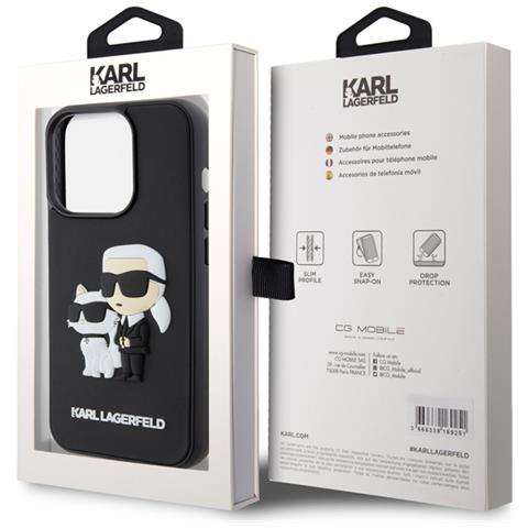 Cover Per Iphone 15 Pro 3d Rubber Karl & Choupette, Nero - Foto 3