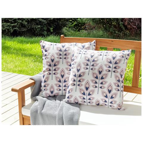 Set Di 2 Cuscini Da Esterno Motivo A Foglie Beige 45 X 45 Cm Torretta - Foto 1