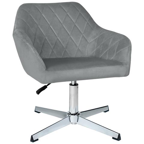 Poltrona Ufficio Regolabile In Altezza In Velluto Grigio, Poltrona Girevole Mod. Louise - Foto 1