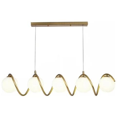 Lampadario A Sospensione Da Soffitto Twist 5 X Sfera In Vetro Bianco G9 Bronzo - Foto 2
