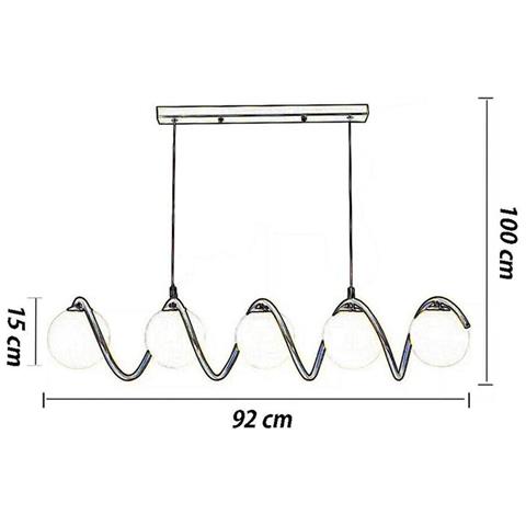 Lampadario A Sospensione Da Soffitto Twist 5 X Sfera In Vetro Bianco G9 Bronzo - Foto 6