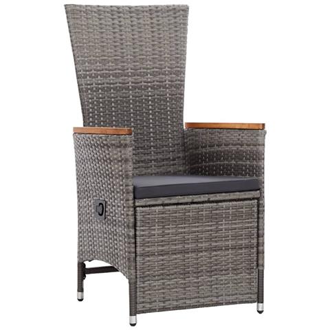 Set Da Pranzo Da Giardino 11pz Con Cuscini In Polyrattan Grigio - Foto 3