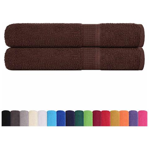 Asciugamani 2 Pz Marrone 100x200 Cm 360 G /m 100% Cotone - Foto 2
