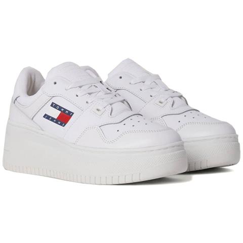 Retro Basket Flatform Sneakers Pelle Scarpe Donna Bianco Eu 40, En0en02506 Ybs - Foto 1