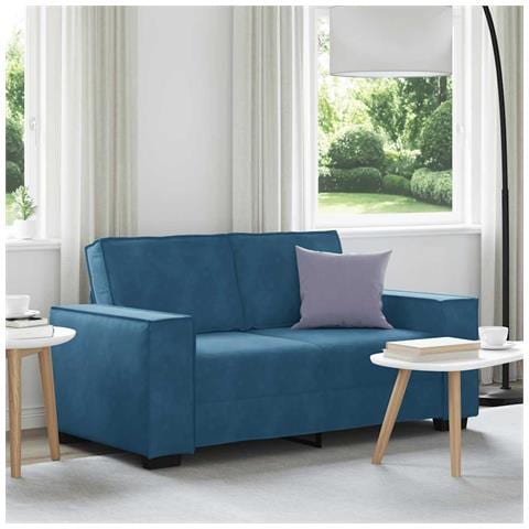 Divano a 2 Posti Blu 120 cm in Velluto - Foto 9