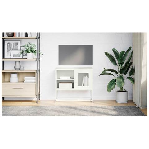 Mobile Tv Bianco 68x39x60,5 Cm In Acciaio - Foto 3
