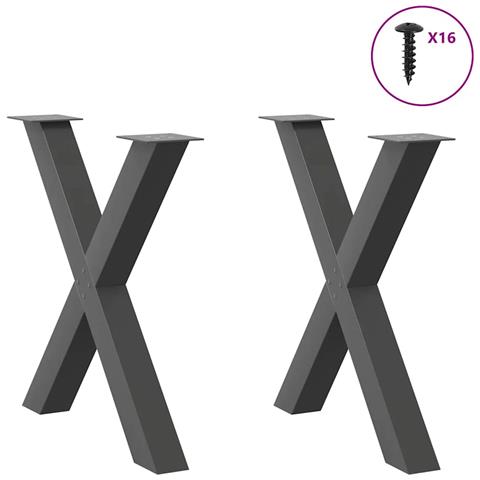 Gambe Tavolo Pranzo A X 2 Pz Antracite 70x(72-73) Cm Acciaio - Foto 3