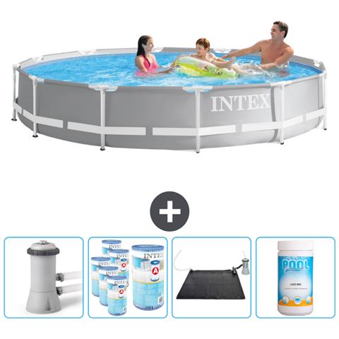 Piscina Fuori Terra - In Giro - 366x366x76 Cm - Grigio - Include Accessori Coordinati Cb92 - Foto 1