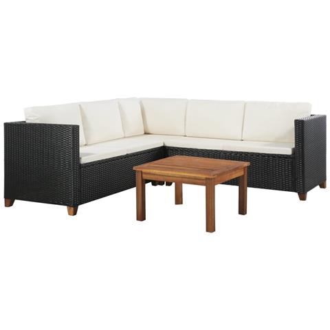Lusso Casadino - Set Divani Da Giardino 4 Pz Con Cuscini In Polyrattan Nero - Foto 2