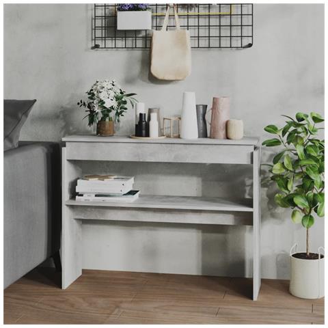 Lusso Casadino -  Tavolino Consolle Grigio Cemento 102x30x80cm Legno Multistrato - Foto 7