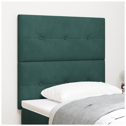 Testiera  con bottoni trapuntati Verde Scuro 90 cm in Velluto - Foto 2