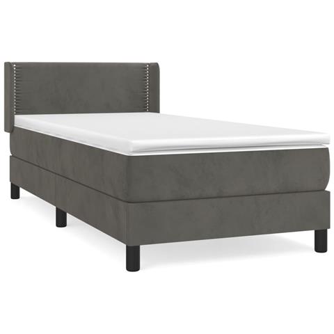 Giroletto a Molle con Materasso Grigio Scuro 90x190 cm Velluto - Foto 1