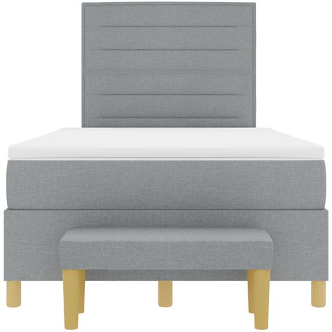 Letto a Mola con Materasso e Panchina Grigio Chiaro 120x190 cm Tessuto - Foto 9