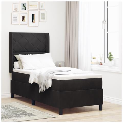 Letto a Molle con Materasso e LED Nero 80x200 cm Velluto - Foto 2