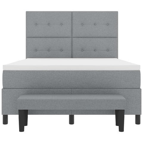 Letto Box Spring con Materasso e Panchina Grigio Chiaro 160x200 cm Tessuto - Foto 9