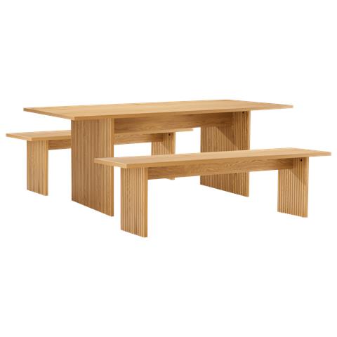 Alma Set Di Tavolo E 2 Panche In Stile Scandinavo Da 180 Cm - Foto 1
