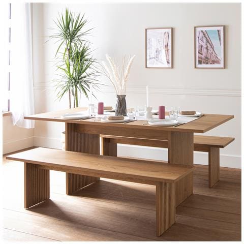 Alma Set Di Tavolo E 2 Panche In Stile Scandinavo Da 180 Cm - Foto 2
