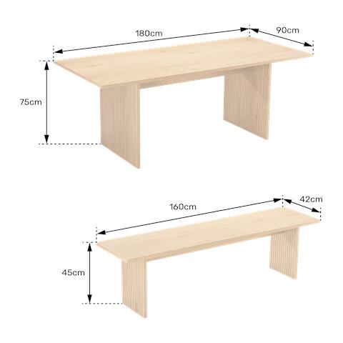 Alma Set Di Tavolo E 2 Panche In Stile Scandinavo Da 180 Cm - Foto 8
