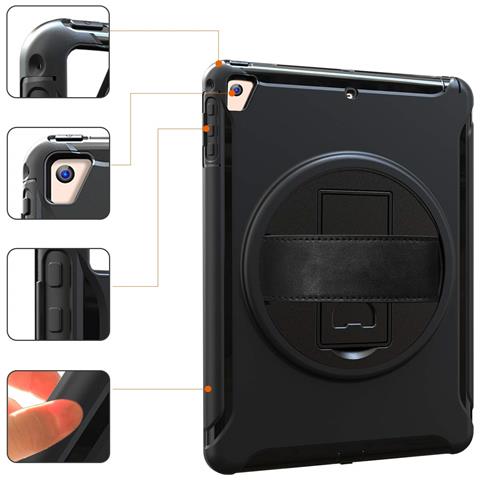 Custodia Per Ipad Air 2/air/pro 9.7"" Blindata Con Supporto Girevole Nera - Foto 2