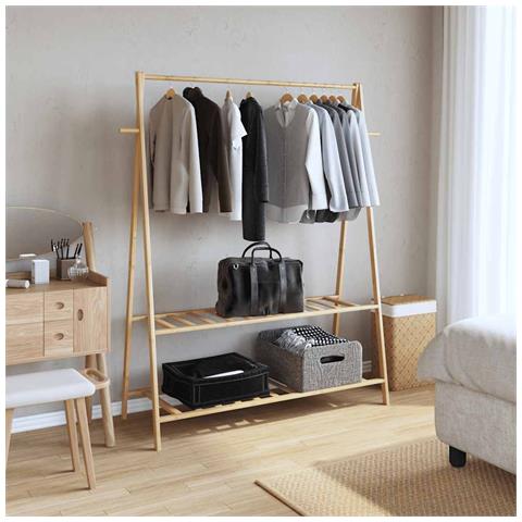 Appendiabiti con Ripiani 132x45,5x150,5 cm in Bambù - Foto 2