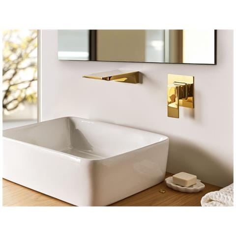 Rubinetto Miscelatore Da Parete Per Lavabo Karuay Ottone Oro - Foto 1