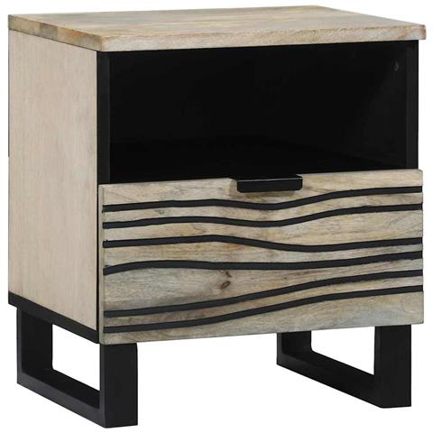 Armadio da Notte con cassetto Bianco e nero 40 x 33 x 46 cm - Foto 1