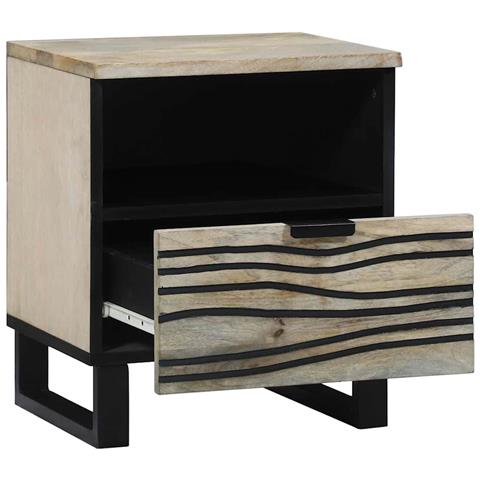 Armadio da Notte con cassetto Bianco e nero 40 x 33 x 46 cm - Foto 2