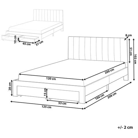 Letto Con Cassetti Contenitori Velluto Lonzac 120 X 200 Cm Bianco Sporco - Foto 6