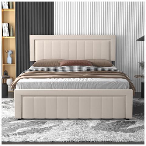 Nashville Letto Contemporaneo Con Box Contenitore 160x200cm In Velluto Beige - Foto 5