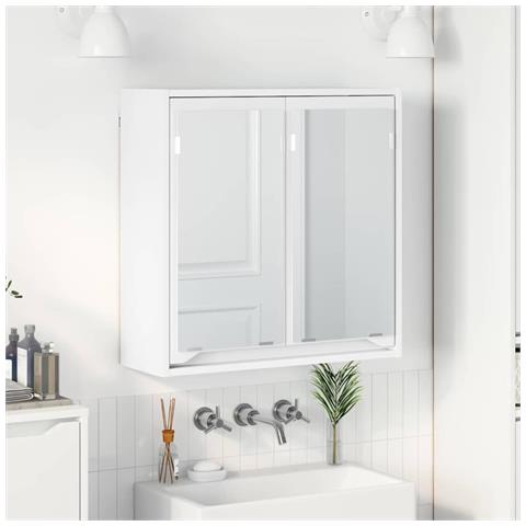 Mobiletto per specchio da bagno Bianco 60 x 20 x 60 cm - Foto 2
