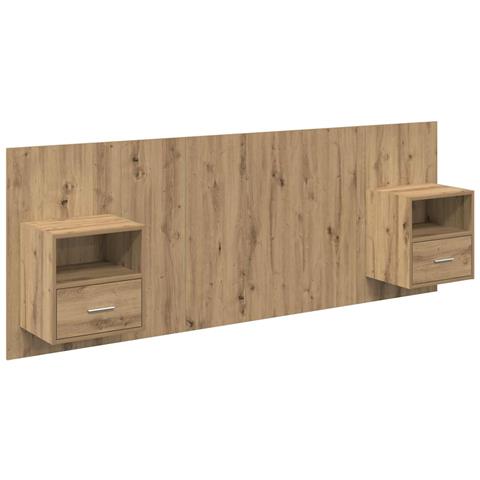 Testata con Comodino 3 pcs Rovere artigianale Legno multistrato - Foto 1