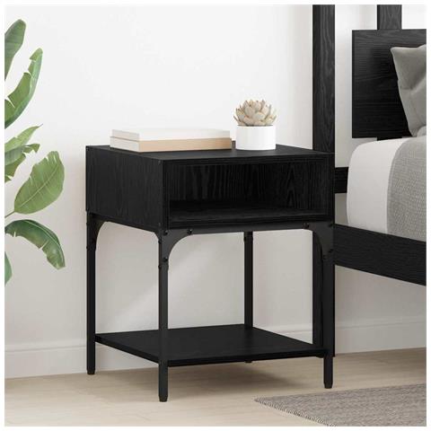 Comodino 2 pcs Rovere nero 40 x 40 x 50 cm Legno multistrato - Foto 2