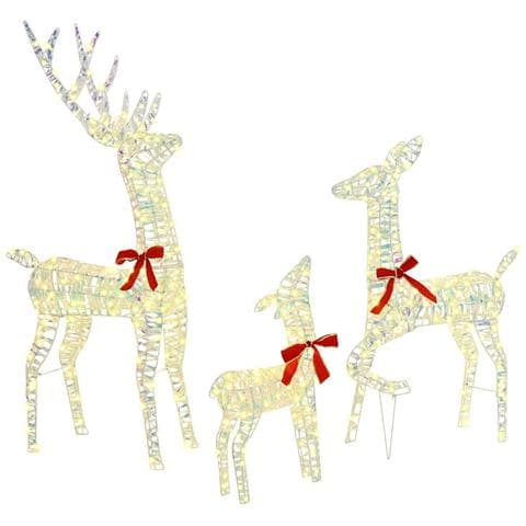 Famiglia di Renne 3 pcs Bianco caldo 67 x 26 x 127 cm PET - Foto 1