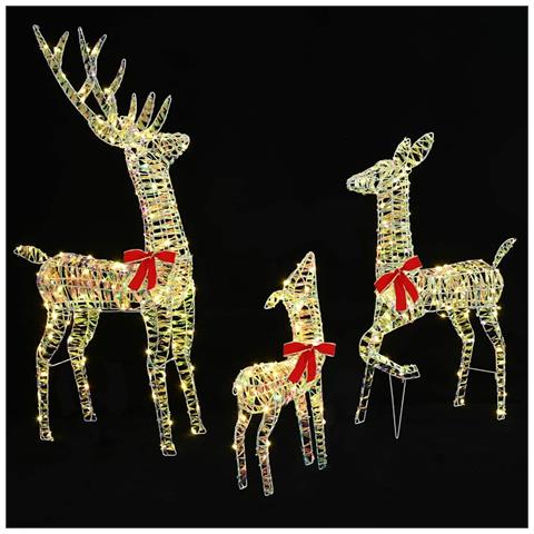 Famiglia di Renne 3 pcs Bianco caldo 67 x 26 x 127 cm PET - Foto 2