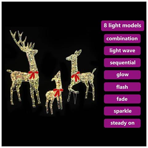 Famiglia di Renne 3 pcs Bianco caldo 67 x 26 x 127 cm PET - Foto 9