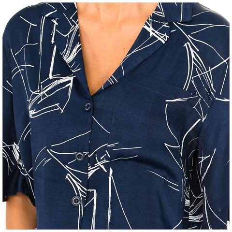 Blusa Da Donna A Maniche Corte Con Collo A Revers W4010021a - Foto 2