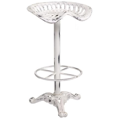 Sgabello In Legno Laccato Bianco E Metallo 44x34x80h - Foto 1