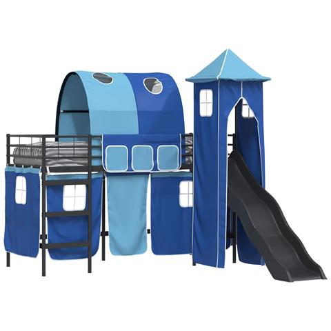 Struttura del letto loft per bambini Nero e Blu 74,5 x 190 cm - Foto 1