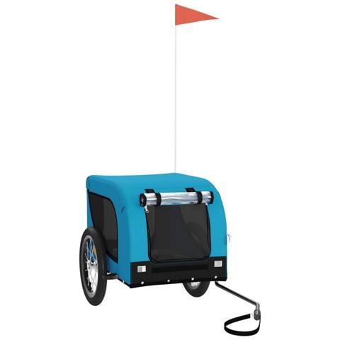 Rimorchio da Bici per Animali Blu e Nero Oxford e Ferro - Foto 1